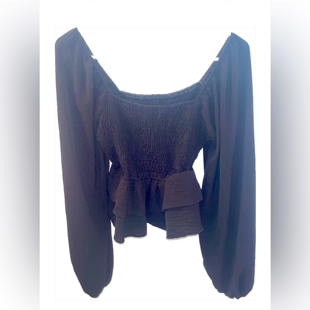 Altar’d State Black Flowy Sleeve Ruffled